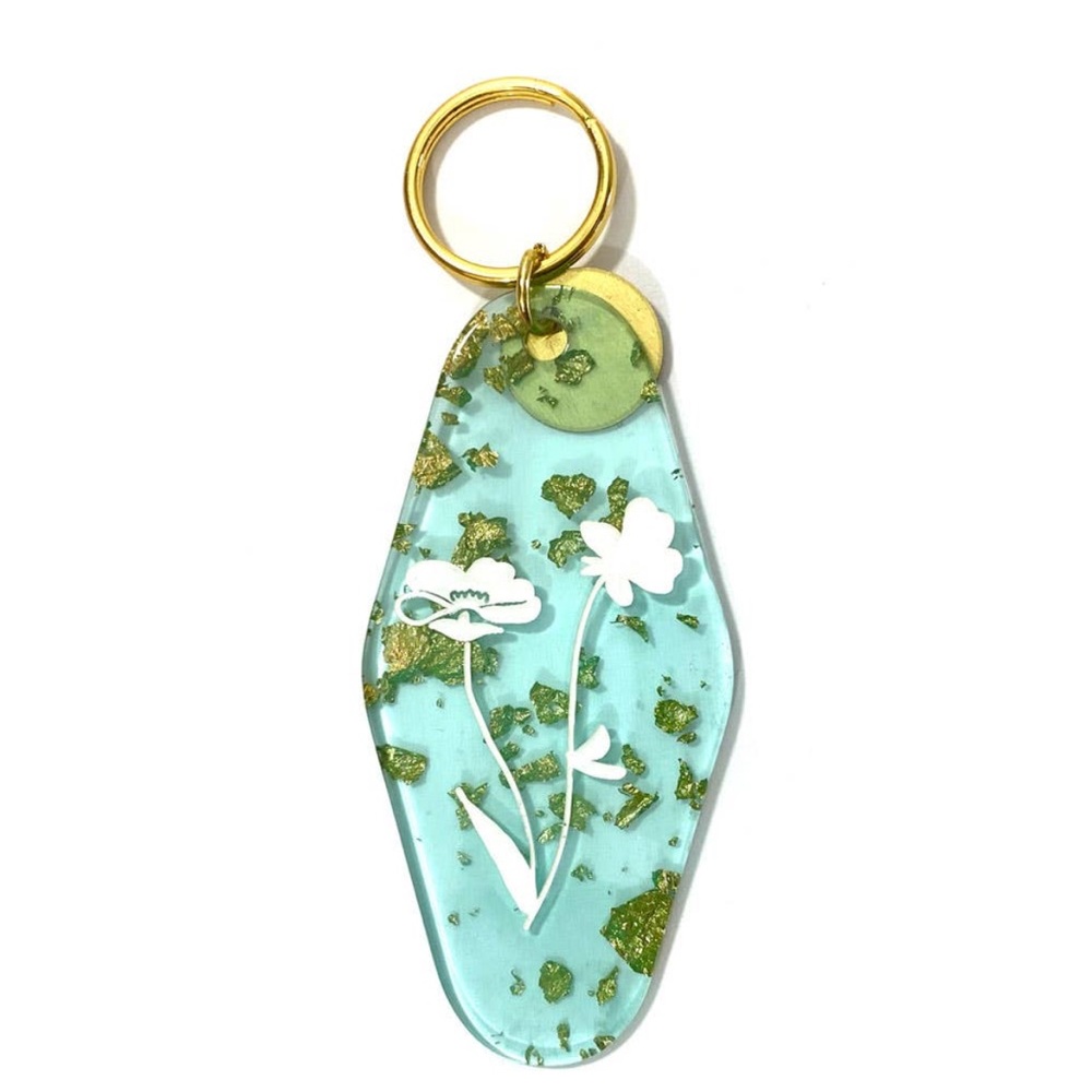 Floral Press Acrylic Key Tag